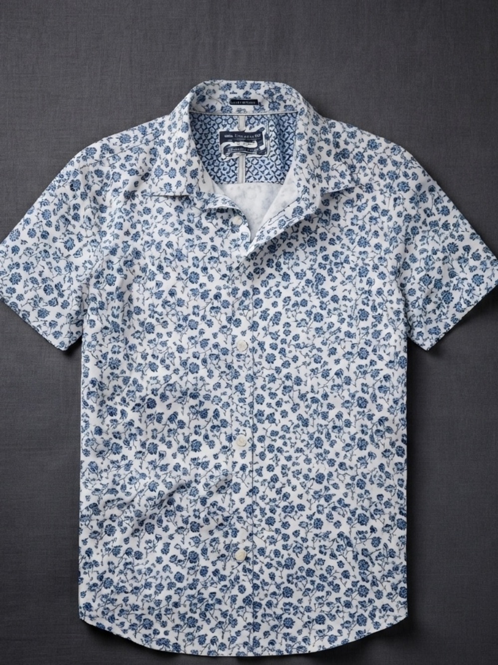BOY 9/10 👦🏻 | Short-Sleeve Blue Floral Button-Up Shirt - Classic Style for kids